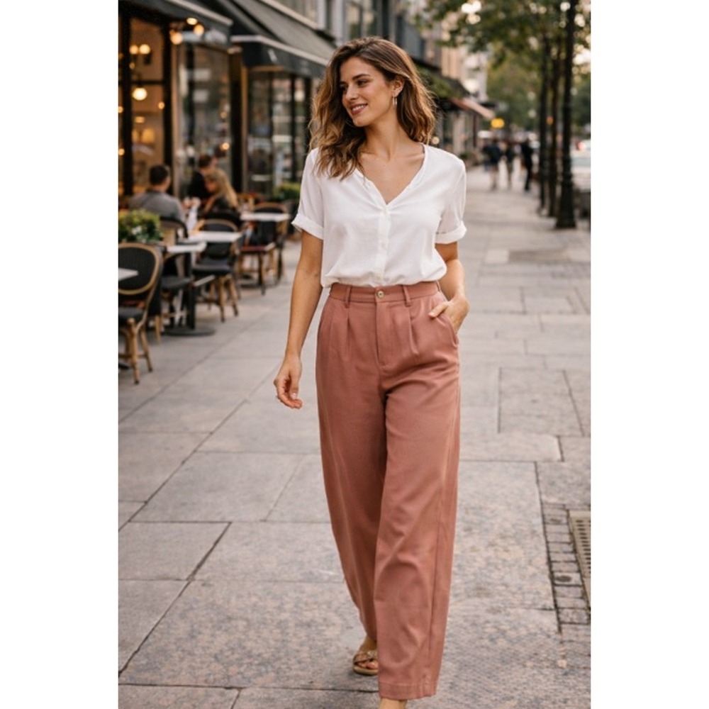 Madewell The Neale Pleated High‎ Rise Pants Straight Leg Rose 00 NWT